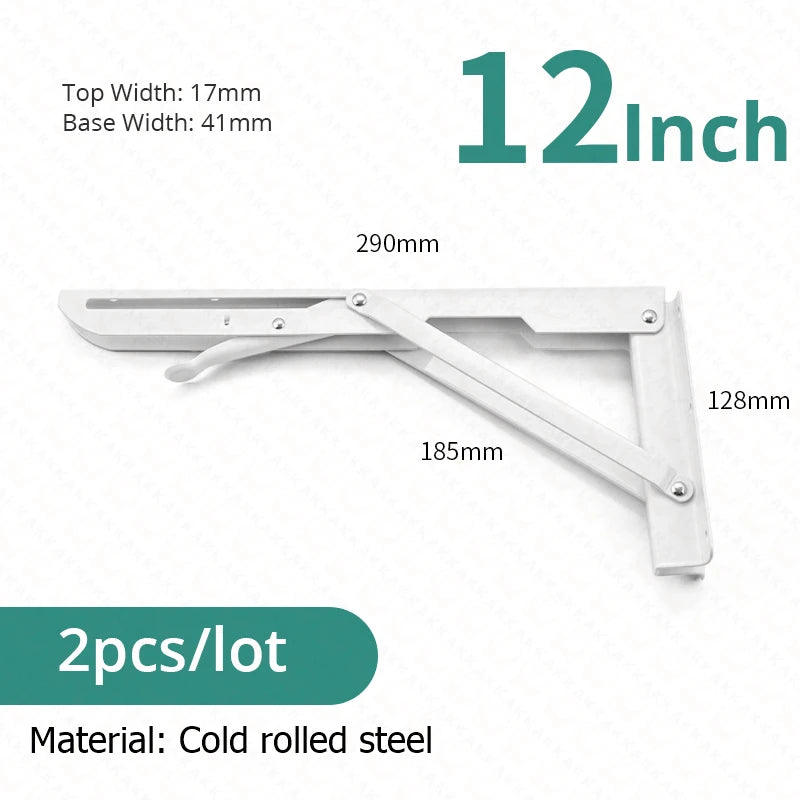 KAK 2pcs Équerre Pliable Robuste en Acier Inoxydable Support Mural Économiseur d'Espace pour Table de Travail, Camping-car, Voiture