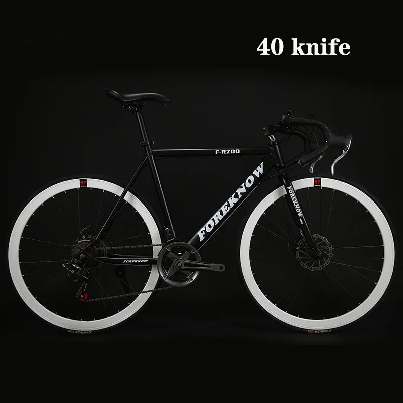 Road Bike 48cm Carbon Steel Muscle Frame 40 Knife Wheel Road Bicycle 21 Speed Double Disc Brake Racing Bike Adult Variable Speed