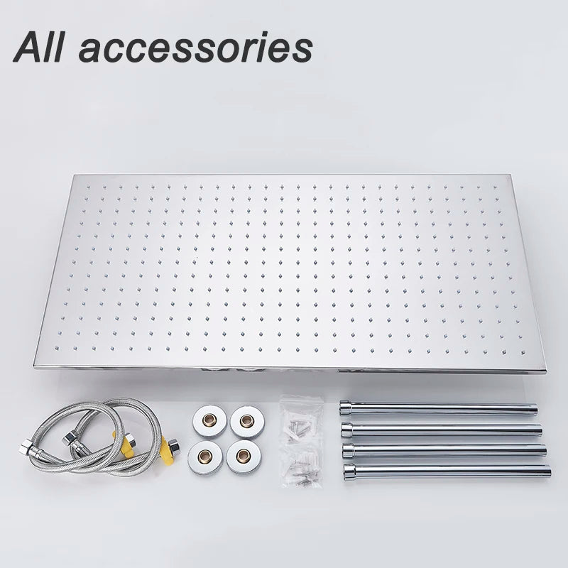SHBSHAIMY Pommeau de Douche Chrome LED 40*80cm Grande Pluie Robinet de Pluie Chromé Robinet de Salle de Bain Pulvérisateur Carré en Acier Inoxydable