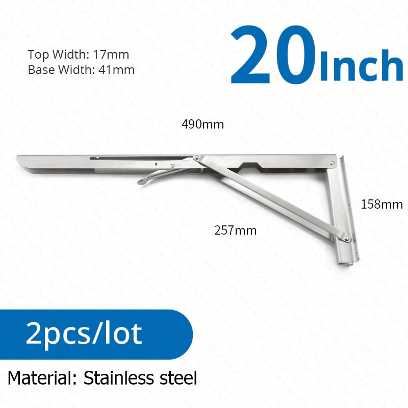 KAK 2pcs Équerre Pliable Robuste en Acier Inoxydable Support Mural Économiseur d'Espace pour Table de Travail, Camping-car, Voiture