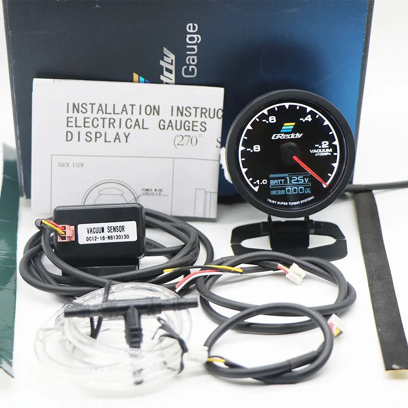GReddi Boost Gauge Water Temp 7 Colors LCD Display Turbo Oil Pressure RPM Tachometer Racing Meter 62mm 2.5 Inch With Sensor