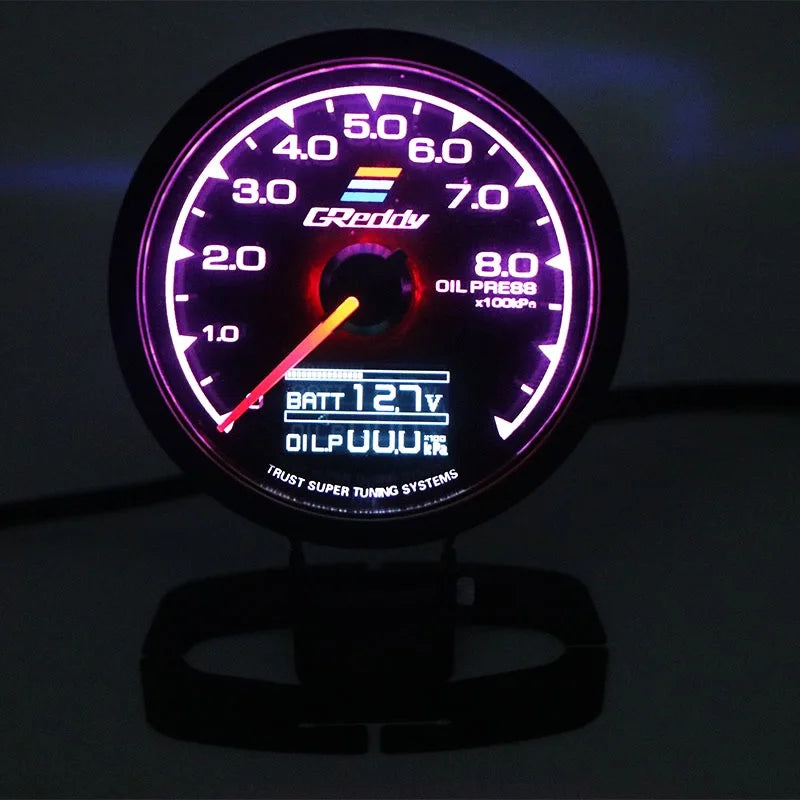 GReddi Boost Gauge Water Temp 7 Colors LCD Display Turbo Oil Pressure RPM Tachometer Racing Meter 62mm 2.5 Inch With Sensor