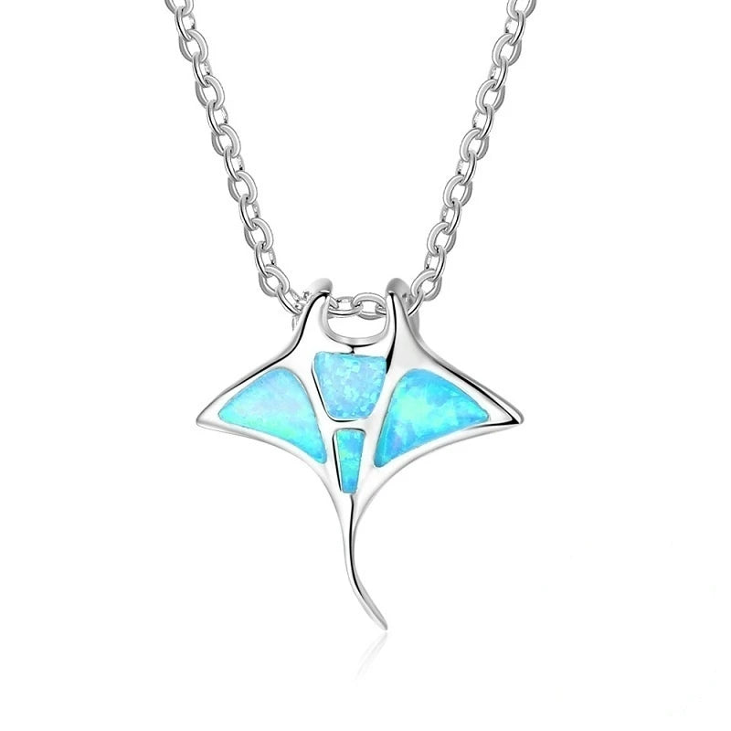 Bohemia Cute Frog Pendant Necklace For Women Inlay Blue Imitation Opal Necklace Wedding Party Jewelry Christmas Gifts for Her