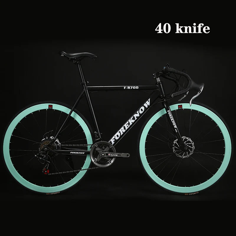 Road Bike 48cm Carbon Steel Muscle Frame 40 Knife Wheel Road Bicycle 21 Speed Double Disc Brake Racing Bike Adult Variable Speed