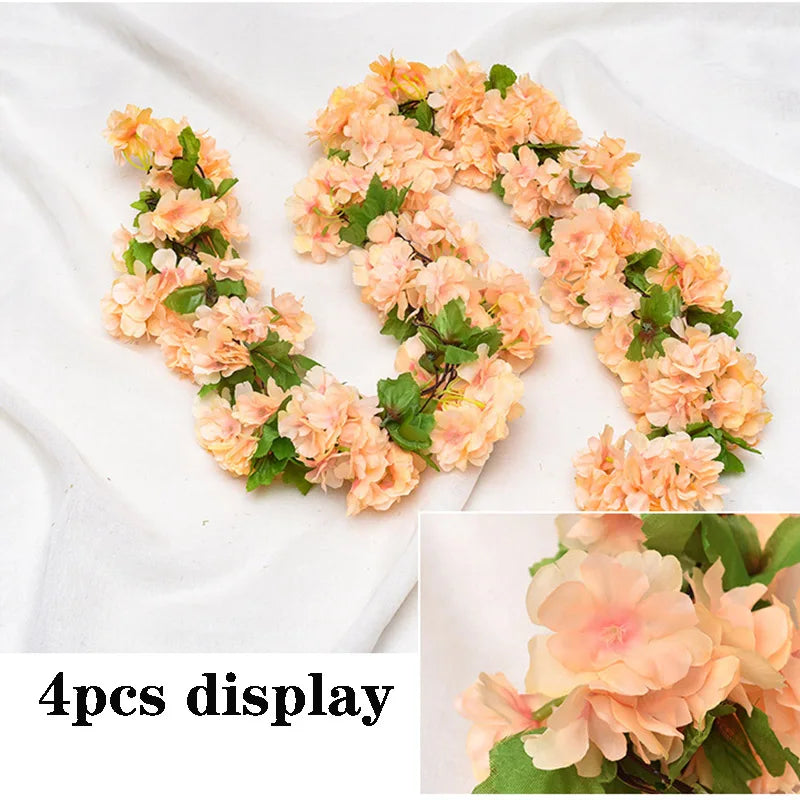 1pc 2m Rose Artificial Flower Garland White for Wedding Home Decoration Spring Autumn Garden Arch Decor DIY Fake Flowers Vine