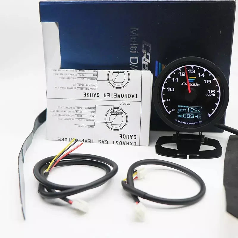 GReddi Boost Gauge Water Temp 7 Colors LCD Display Turbo Oil Pressure RPM Tachometer Racing Meter 62mm 2.5 Inch With Sensor