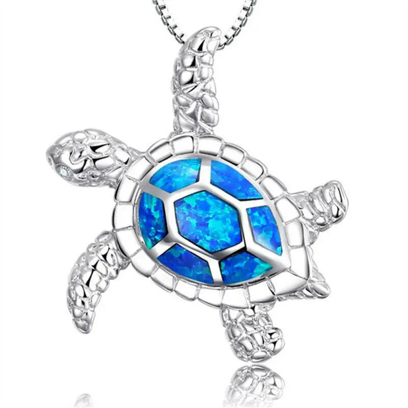 Bohemia Cute Frog Pendant Necklace For Women Inlay Blue Imitation Opal Necklace Wedding Party Jewelry Christmas Gifts for Her