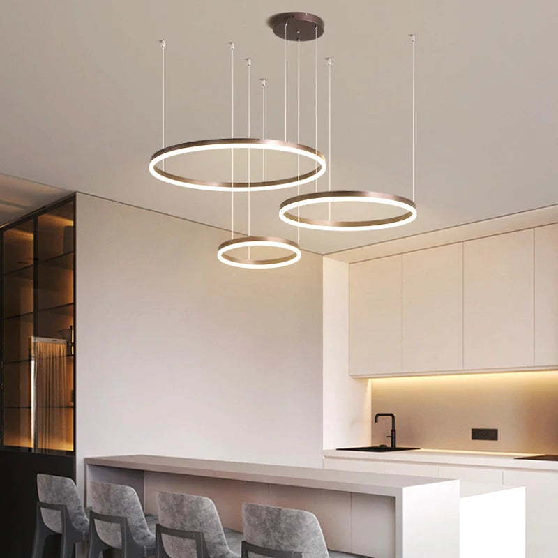 Lustre de Plafond LED Moderne Lustre Anneau Circulaire Salon Chambre Salle à Manger Éclairage Maison Intérieur Décoration Lustre