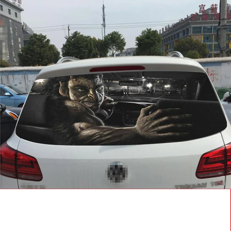 3D car rear windshield sticker waterproof single-sided 130*70cm scary rear window sticker funny devil devil sticker