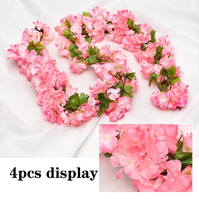 1pc 2m Rose Artificial Flower Garland White for Wedding Home Decoration Spring Autumn Garden Arch Decor DIY Fake Flowers Vine