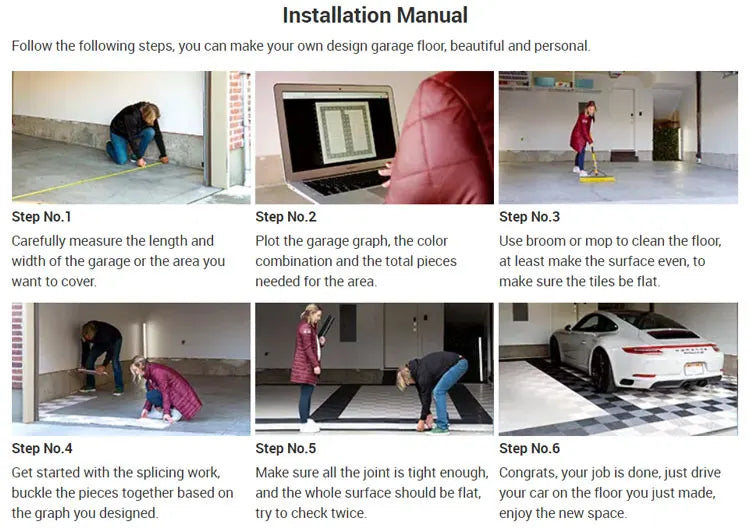 PP Interlocking Garage Floor Tiles for Villas Graphic Design Solution for Vinyl Flooring Projects