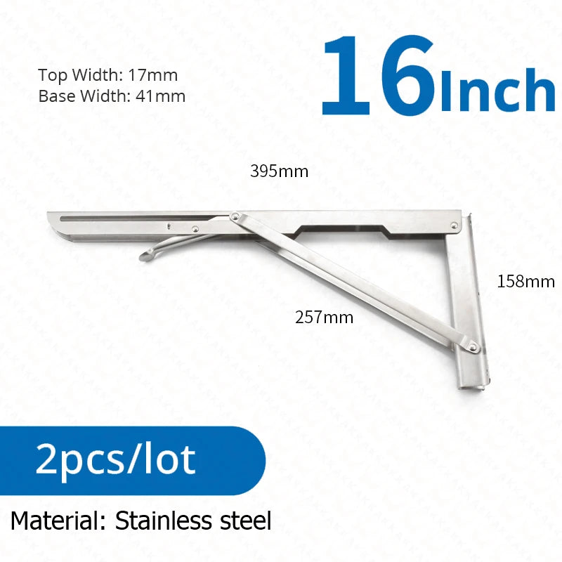 KAK 2pcs Équerre Pliable Robuste en Acier Inoxydable Support Mural Économiseur d'Espace pour Table de Travail, Camping-car, Voiture