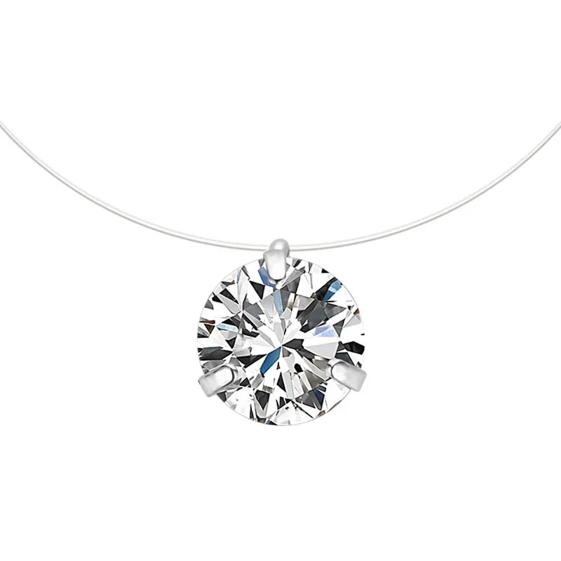 2024 New Female Transparent Fishing Line Necklace Silver Color Invisible Chain Necklace Women Rhinestone Choker Necklace