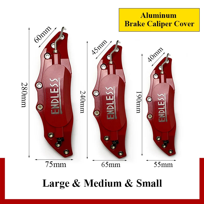 4PCS/2Pcs ENDLESS Aluminum Brake Caliper Covers Front Rear Blue Red Yellow Universal Caliper Cover Kit Decoration Car Styling
