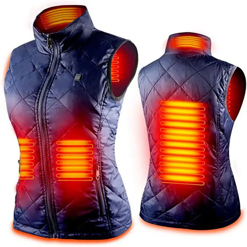Gilet chauffant pour femmes, gilet en coton automne et hiver, costume chauffant électrique infrarouge USB, veste thermique souple pour femmes, chaude pour l'hiver