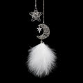 KAWOO Hollow Star Moon Feather Car Pendant Ornaments Hand-Wound Car Pendant Home Fashion Interior Decoration Accessories