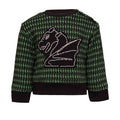 Black and green pied de poule Baby Sweatshirt with Dragon Appliqué