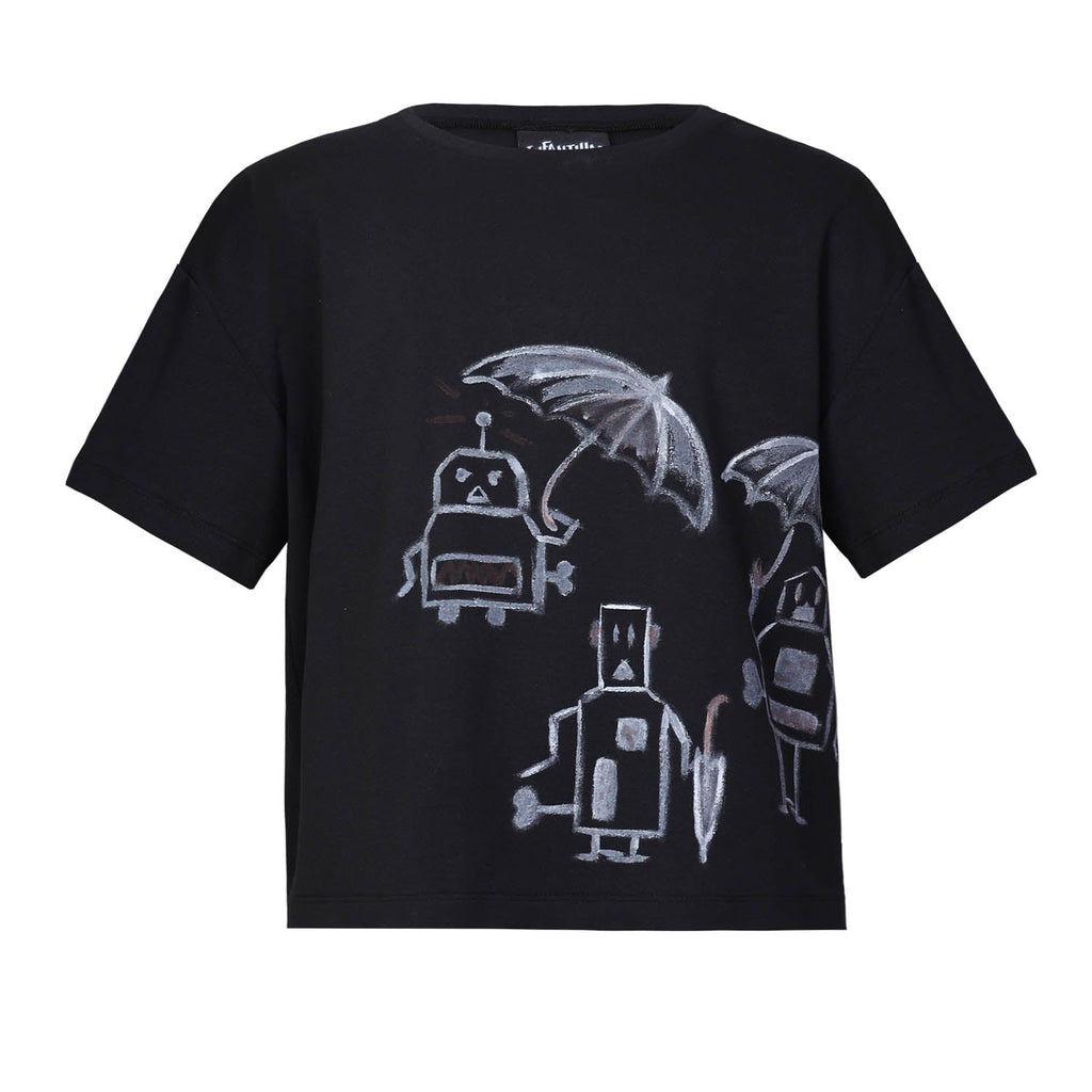 Hand-Painted Oversized Black T Shirt for Kids
