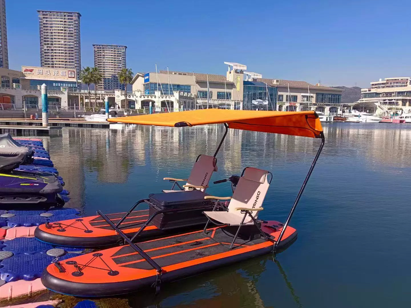 Catamaran Paddleboard Electric Powered Inflatable Double SUP Kayak Leisure Fishing Pontoon Portable Inflatable Water Bikes