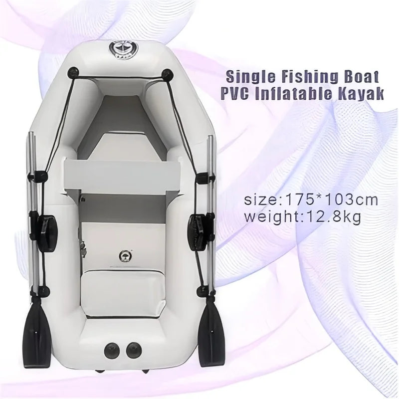 1.75M PVC Inflatable Fishing Boat with Air Mat Floor Surfing Canoe Racing Boats and Kayak Adult Watersport Outdoor Accessories