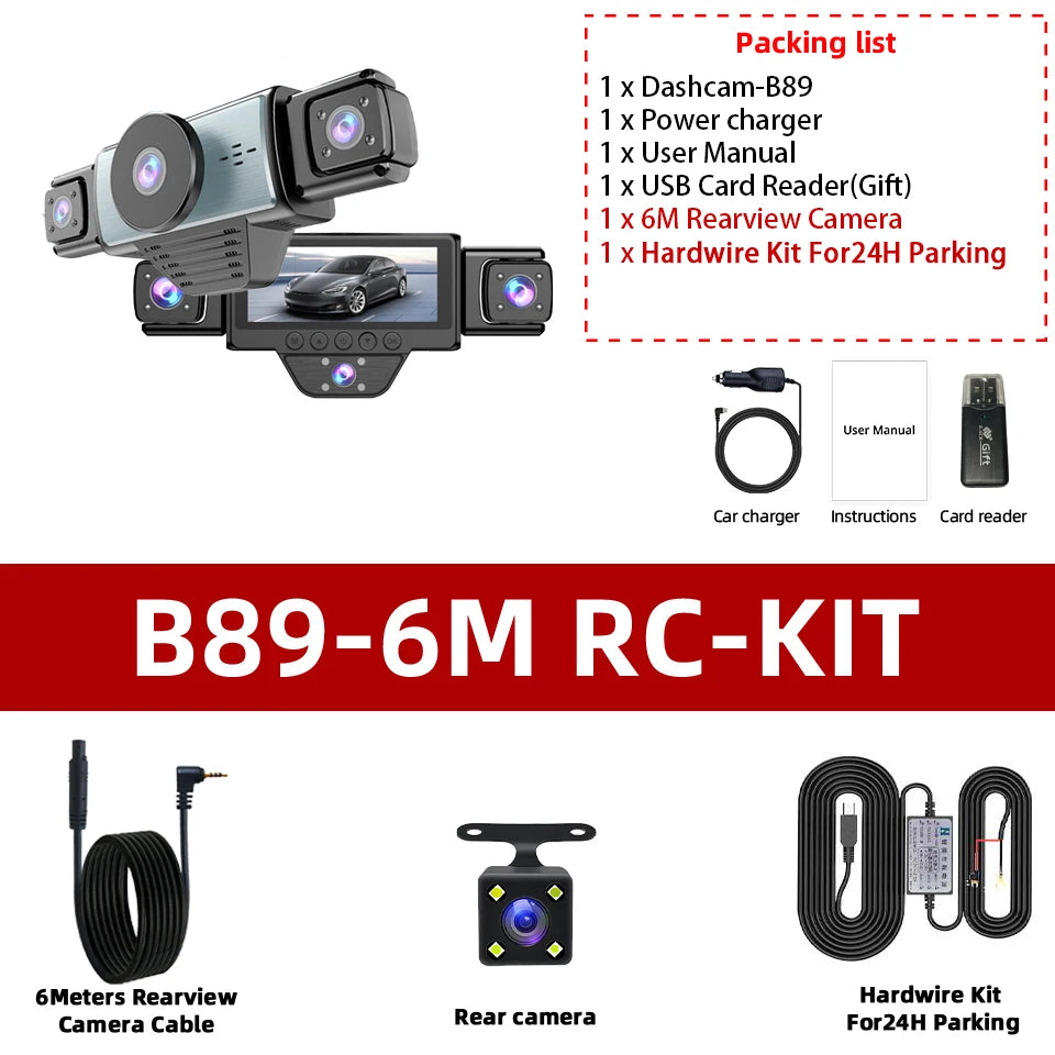 FHD 1080P 5 Channel Full HD Car DVR Wifi Dash Cam 5 Cameras Dashcam Video Recorder Night Vision Black Box 24H Parking Mode