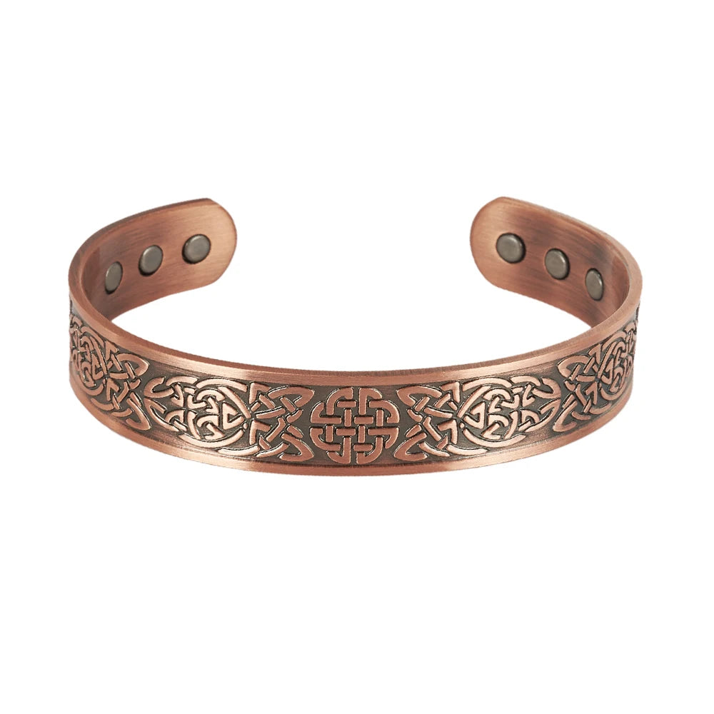 Vinterly Pure Copper Bracelets Vintage Viking Yggdrasil 15mm Adjustable Cuff Bangles Health Energy High Magnet Jewelry Resizable