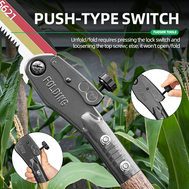 long saw for trimming trees Folding woodworking hand saw carbon steel sharp outdoor trimming tool wooden handle