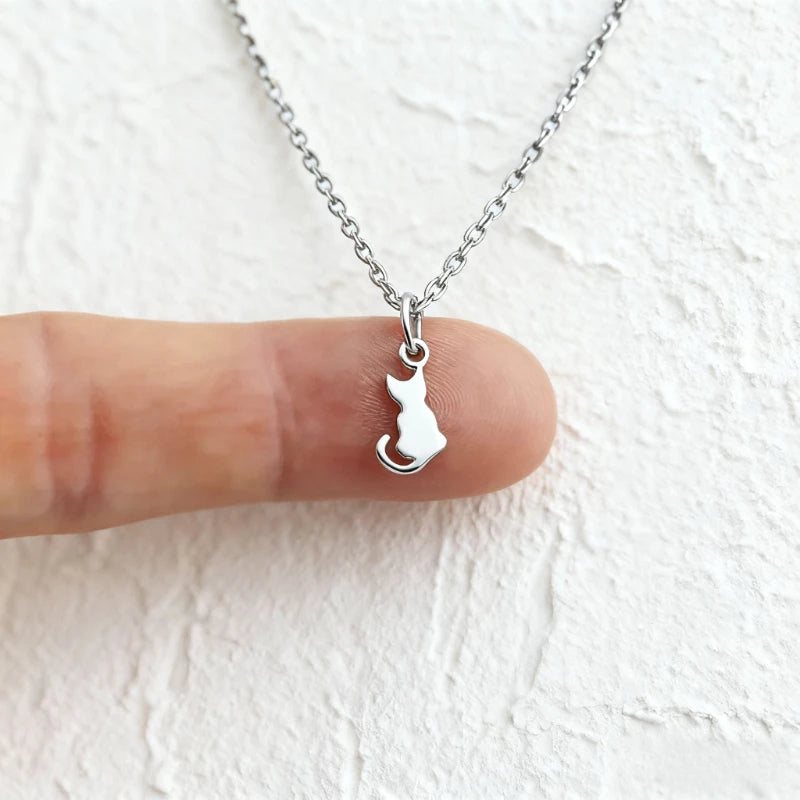 Cat Pendent Necklaces For Women Girls Clavicle Stainless Steel Charm Chain Choker Necklace Party Jewelry Gifts Accessories