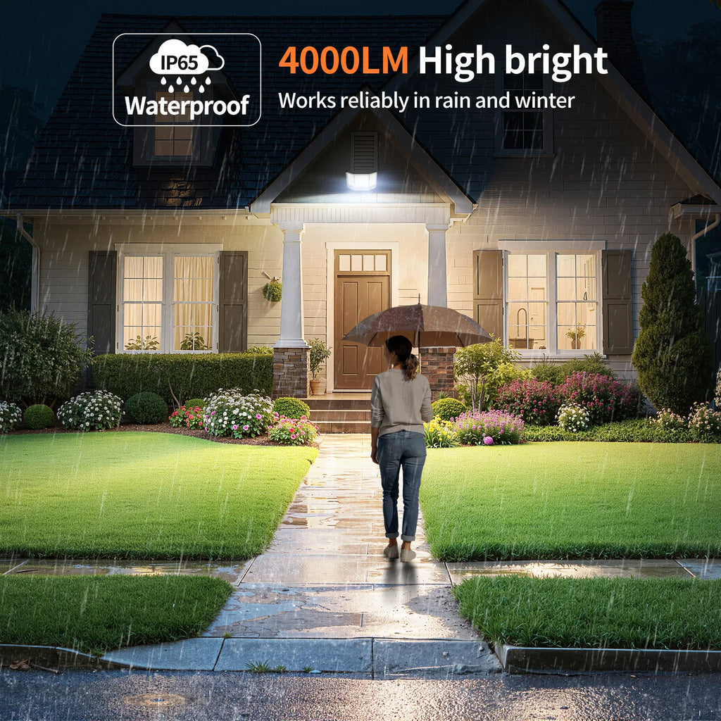 Intelamp 20000mAh Solar Flood Lights Outdoor Super Larger Solar Panel 4000LM Linkable Three Motion Sensor For Garden Yard Garage