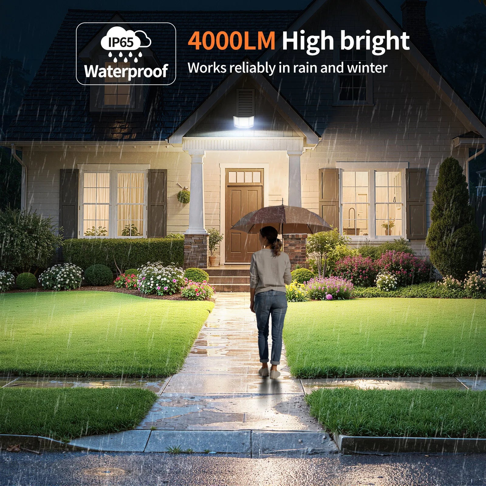 Intelamp 20000mAh Solar Flood Lights Outdoor Super Larger Solar Panel 4000LM Linkable Three Motion Sensor For Garden Yard Garage