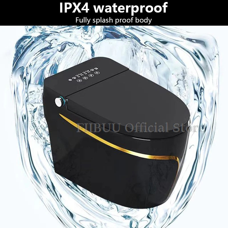 One Piece Elongated Smart Toilet Bidet Built-in Water Tank No Water Pressure Limit Display Screen AutoOpen AutoFlush Heated Seat