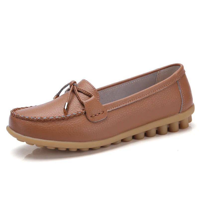 2025 New Woman Flats Shoes Ballet Flat Sneakers Genuine Leather Spring Soft Moccasins Ladies Boat Ballerina Espadrilles Creepers