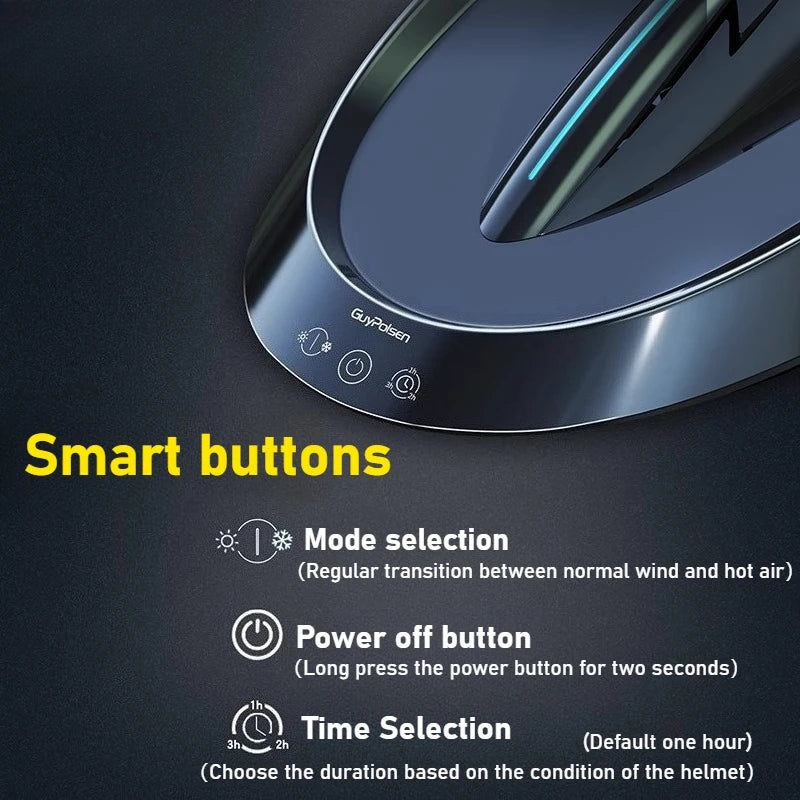 Smart Motorcycle Helmet Dryer Features Sterilization  Dust Removal Functions Temperature Control, and Ambient Lighting