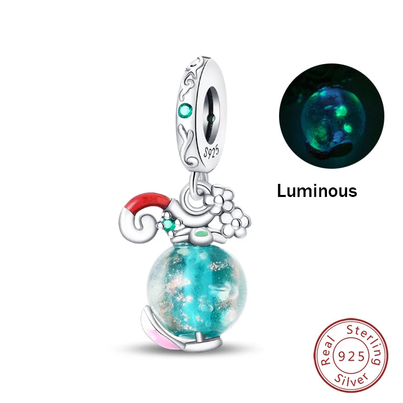 Hot Sale 925 Silver Glow in the dark Firefly Honeybee Star Charms Beads Fit Qikaola 925 Original Bracelets Fine DIY Jewelry Gift