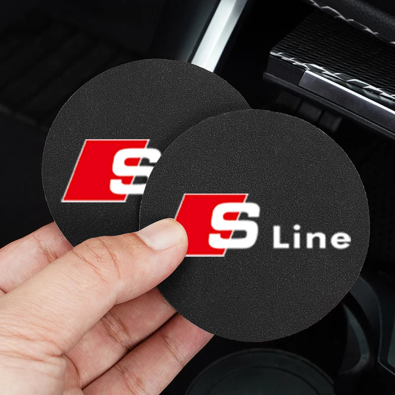 2Pcs Suede Car Water Cup Bottle Holder Anti-slip Mat Pad For Audi Sline A3 A4 A5 A6 A7 A1 A2 A8 Q1 Q2 Q3 Q4 Q5 Q6 Q7 Q8 TT RS3