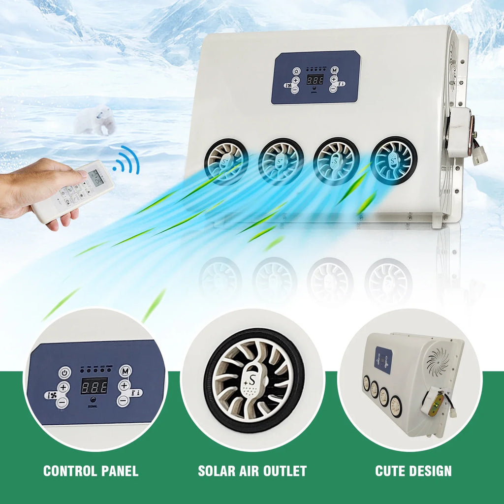 Treeligo 2025 10500BTU 12V Car Cooling Air Conditioner New Electric Car Split AC Unit For RV Truck Tractor Camper Van Motorhome