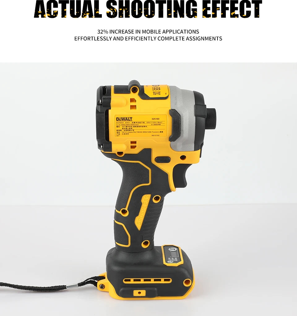 DEWALT DCF850 DCF512 20V Cordless Electric ScrewdriverBrushlessMotorRechargable Drill Driver Electric Impact Wrench Large Torque