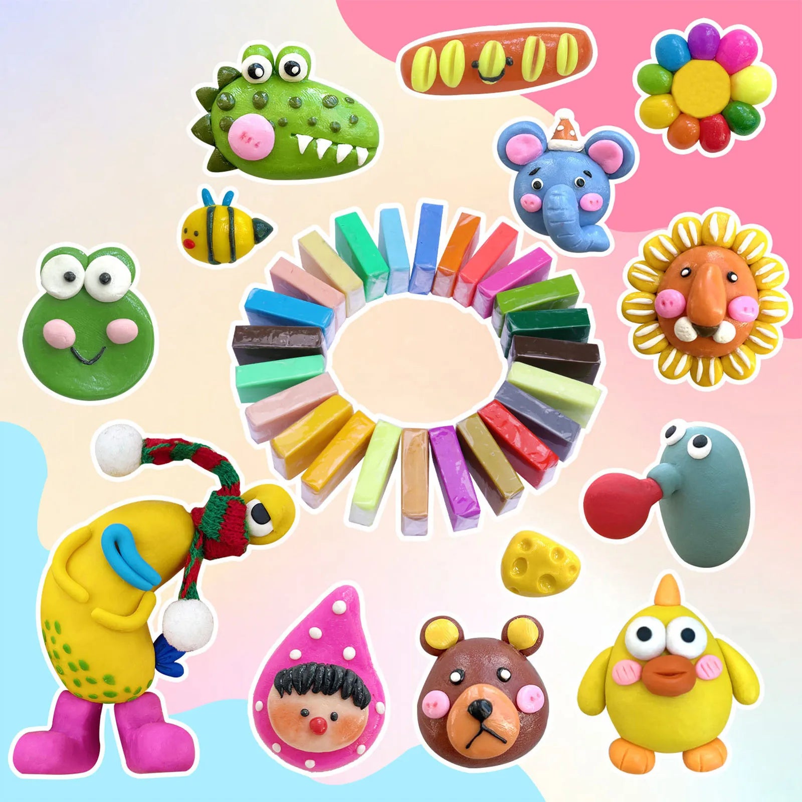 Colors Polymer Clay Blocks With Tools Kit Molding Craft Oven Bake Beginer Kids Diy Earrings Dolls Jewerly Accessories