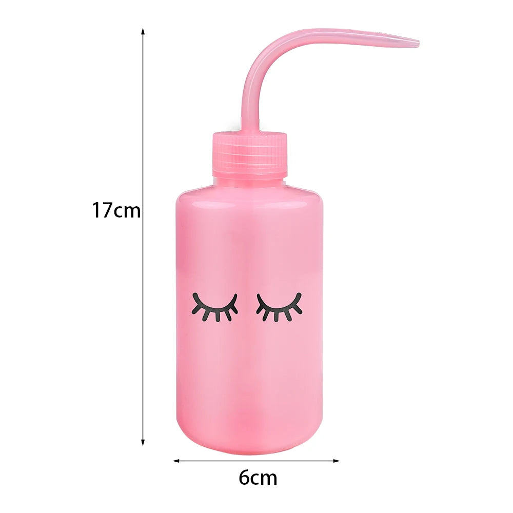 1PCS Plastic Eyelash Cleaning Bottle with Elbow Brush Water Squeeze Dropper for Lash Bath and Primer Application