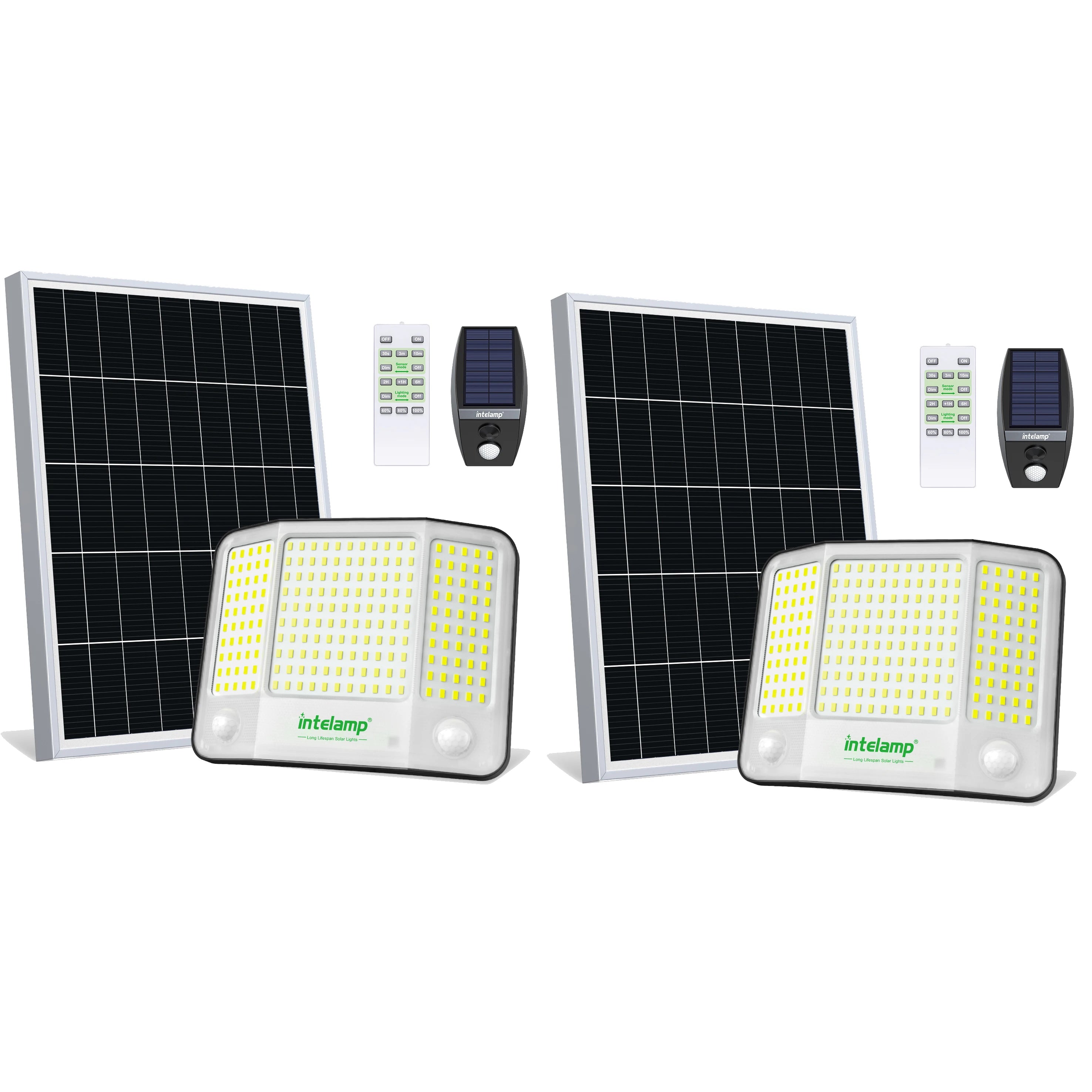 Intelamp 20000mAh Solar Flood Lights Outdoor Super Larger Solar Panel 4000LM Linkable Three Motion Sensor For Garden Yard Garage