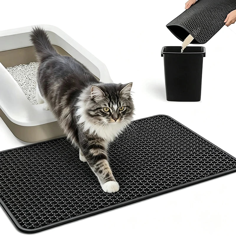 EVA Waterproof Pet Cat Litter Mat Double Layer Pet Litter Box Mat for Cat Non-slip Toilet Pad Washable Bed Mat Cat Accessories