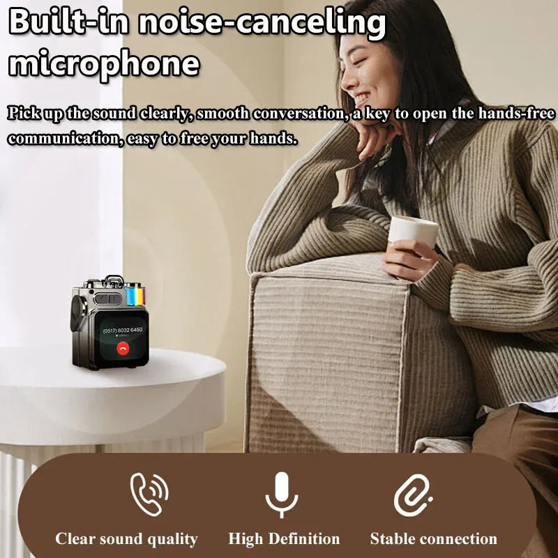 Bluetooth Speaker Smart Touch Screen Mini Portable Audio Player Wireless Handsfree Call MP3 Music Box Support TF Play APP Contro