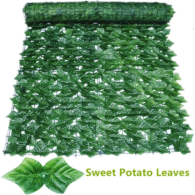 Artificial Privacy Fence Screen Faux Ivy Leaf Hedges 200/100cm Long Leaf Fence Panels Indoor Outdoor Garden Deck Balcony Screen