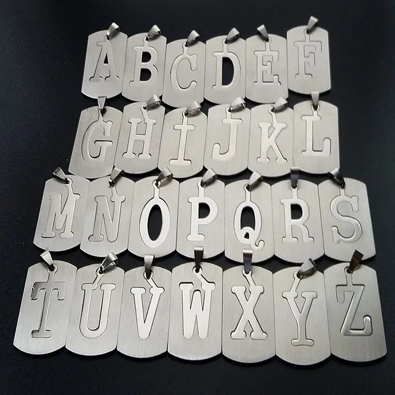 HNSP 316L Stainless Steel Initials Pendant Chain Necklace For Men 26 Letter Name Jewelry Accessories