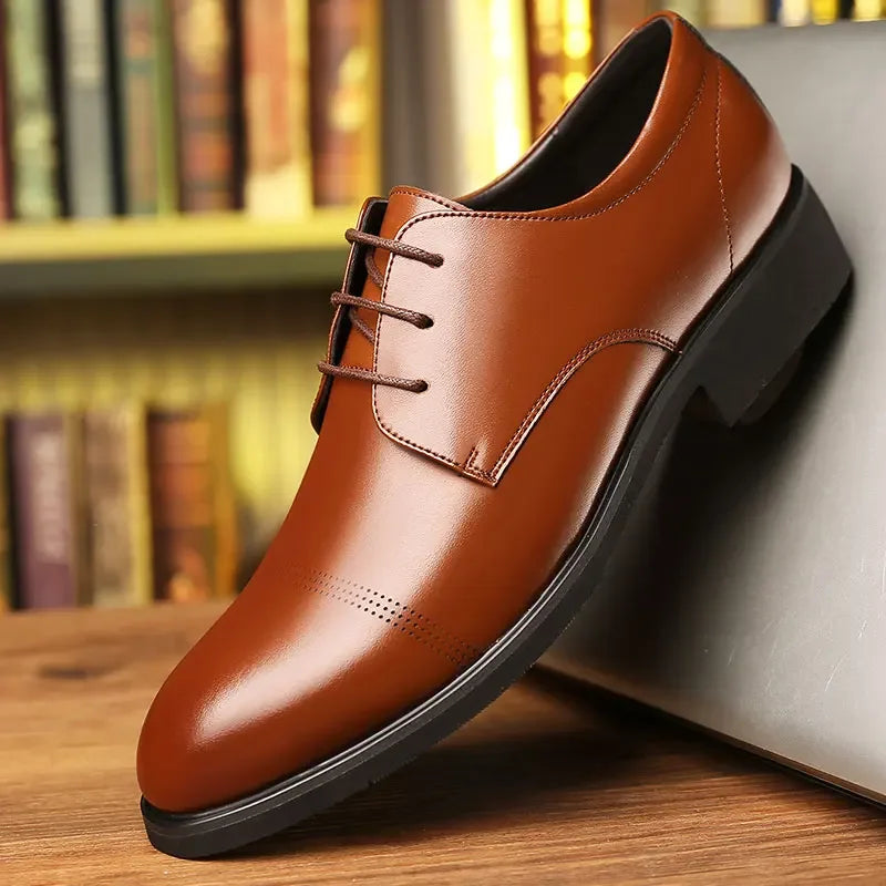 2025 Formal Height Increasing Shoes Man Taller Elevator 6CM Invisible Insole For Men Heighten Increased Oxfords Business Lift
