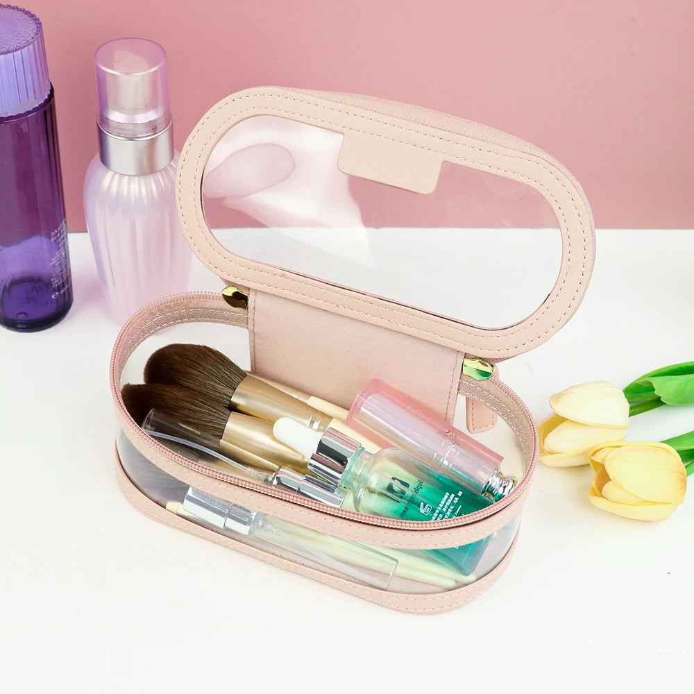 Customized Name Multi-Color PU Leather PVC Makeup and Washroom Bag with Large Storage Capacity and Waterproof Makeup Bag