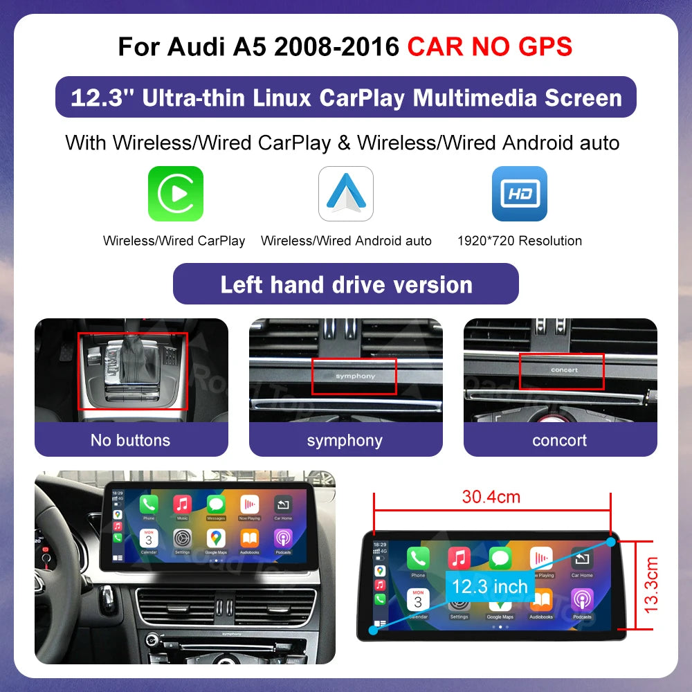Linux 8.9/12.3" Audi A5 Multimedia