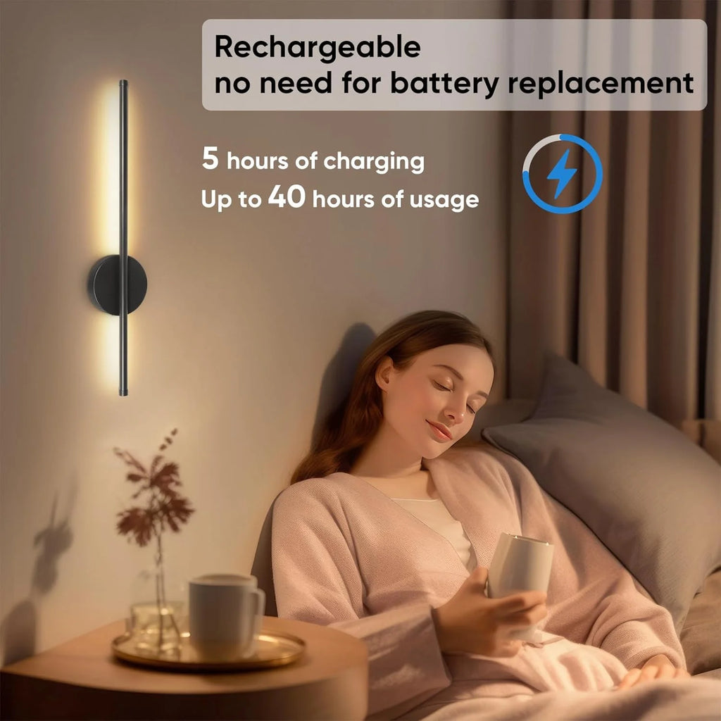 2PCS Battery Operated Wall Sconces Wireless Rechargeable Lamp Black with Remote Control Dimmable Cordless Wall Light Decor Room