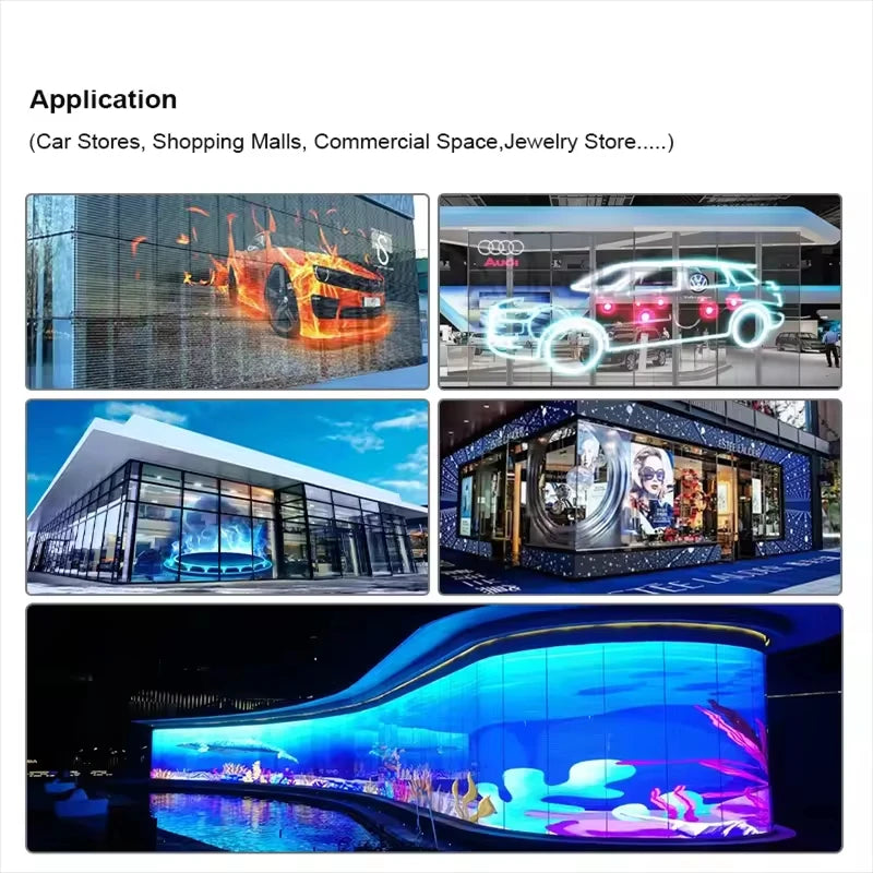 High Brightness Transparent Film LED Screen Indoor Shop Window Advertising Flexible Display