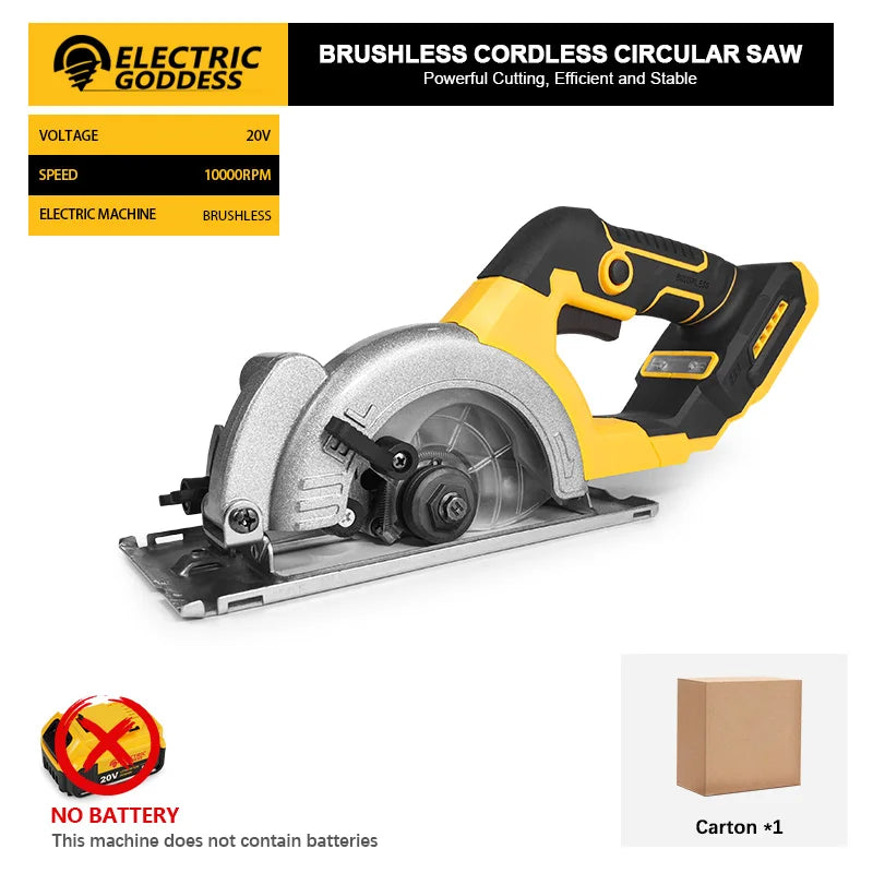 Scie circulaire électrique sans balais Electric Goddess 5 pouces 1000W Outil électrique de menuiserie portatif pour batterie Dewalt 20V
